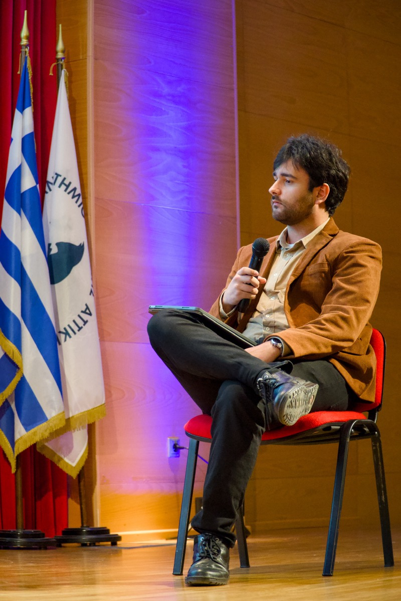 Panagiotis Kladogenis speaking at the University of West Attica